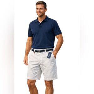 U.S. Polo Assn Men White Chino Shorts Belted Size 40 NWT